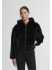 Urban Classics Urban Classics Ladies Full Zip Faux Fur Hoodie in black
