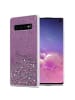 cadorabo Hülle für Samsung Galaxy S10 4G Glitter in Lila mit Glitter