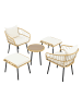 ABRIHOME Garten Lounge Set in Natur Rattan 5-teilig mit Esstisch 2 Stühlen 2 Hockern