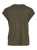 Vila Satin Blusen T-Shirt Kurzarm Basic Top Glänzend VIELLETTE in Olive-2