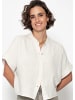 SASSYCLASSY Musselin Bluse mit angeschnittenem kurzen Arm in Hellbeige