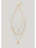enflame 3-Fache Halskette mit Kreuz Edelstahl Medaillon Necklace in Gold