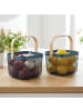 relaxdays 2 x Drahtkorb in Dunkelblau/ Natur - (B)26 x (H)17,5 x (T)24 cm