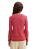 Tom Tailor Dünner Strickpullover Basic V-Ausschnitt Stretch Sweater in Rot