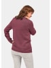GOLDNER Kurzgröße:  Eleganter Glanzpullover, Ajourmuster in brombeere