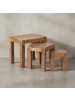 KADIMA DESIGN Holz Satztisch Set "NAKO", 3-teilig, im Landhaus-Stil, platzsparend in Beige