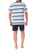 NORMANN Kurzarm Schlafanzug Shorty Pyjama Streifen - 78348 in marine