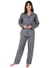 NORMANN Flanell Pyjama Schlafanzug langarm kariert - 39068 in grau