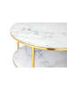 SalesFever Couchtisch rund 80 cm mit 2 Glasplatten Marmoroptik Metallgestell in Goldfarben