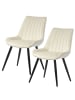 Home Nature Wohnkonzept Esszimmerstühle 2er Set aus Velours Wing Back in Weiß 48x51x84 cm