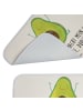 Mr. & Mrs. Panda Badezimmerteppich Avocado Glücklich mit Spruch in Weiß