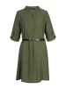 Cloud5ive Cloud5ive Musselin Dress with turn-up sleeves and belt in military green