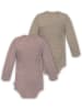Normani Outdoor Sports 2er Set Unisex Baby Wickelbody Langarm-Strampler in Rosa/Beige