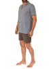 NORMANN kurzarm Schlafanzug Shorty Pyjama zum durchknöpfen - 78279 in dunkelgrau