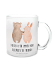 Mr. & Mrs. Panda Teeglas Bär und Hase Umarmen mit Spruch in Transparent