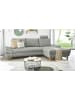 Furn.Design Ecksofa hellgrau Velours, Sofa mit Bettfunktion und Stauraum 284 cm