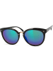 styleBREAKER Cateye Sonnenbrille in Schwarz / Grün-Blau verspiegelt