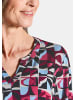 GOLDNER Kurzgröße:  Blusenshirt Druckshirt aus Viskose mit Rundhals in pink / gemustert