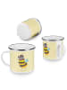 Mr. & Mrs. Panda Camping Emaille Tasse Hummel flauschig ohne Spruch in Gelb Pastell