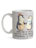 Mr. & Mrs. Panda Trinkbecher Großeltern Babysitter mit Spruch in Grau Pastell