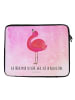 Mr. & Mrs. Panda Laptophülle Flamingo Stolz mit Spruch in Aquarell Pink