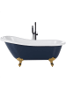Beliani Freistehende Badewannen CAYMAN in Blau/Weiß/Gold - (W) 77 x (H) 74 x (L) 153 cm