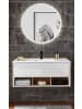 Furn.Design Badmöbel-Set 2-teilig weiß Hochglanz, Eiche mit Waschbecken und LED Beleuchtung