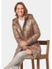 GOLDNER Kurzgröße:  Kapuzenmantel mit Stehkragen in camel