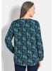 GOLDNER Florale Druckbluse mit V-Ausschnitt in petrol / gemustert