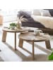 KADIMA DESIGN 2er Set Couchtische aus Mango Massivholz mit Messing Zierstreifen in Beige