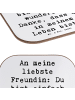 Mr. & Mrs. Panda Coaster Spruch Liebste Freundin mit Spruch in Weiß