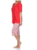 NORMANN Kurzarm Capri Schlafanzug Pyjama Ethnolook in pink