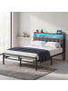 VASAGLE Bettgestell Conner in Schwarz-Braun - (B)140.5 x (H)104.5 x (T)218.3 cm