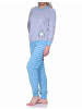 NORMANN Frottee Pyjama langarm Bündchen und Pinguin Stickerei - 71482 in hellblau