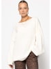 SASSYCLASSY Oversize-Pullover mit Rundhalsausschnitt in Weiß