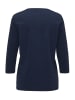 GOLDNER Kurzgröße:  T-Shirt mit Ausschnitt und Steinchen in marine