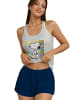 Snoopy Peanuts Snoopy Schlafanzug Pyjama Set ohne Ärmel Tanktop Shorts in blau/grau