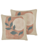 Beliani 2er-Set Dekokissen CALLIOPSIS in Beige/Bunt/Grün