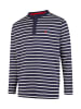 Wind Sportswear Longsleeve gestreift mit Knopfleiste in navy-weiß