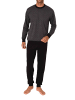 NORMANN Langarm Schlafanzug Pyjama Bündchen Minimalprint in anthrazit