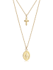 Elli Halskette 925 Sterling Silber Kreuz, Marienbild in Gold