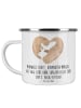 Mr. & Mrs. Panda Camping Emaille Tasse 2. Hochzeitstag Baumwollh... in Weiß