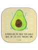 Mr. & Mrs. Panda Glas-Untersetzer Avocado Glücklich mit Spruch in Gelb Pastell