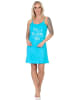 NORMANN Spaghetti Nachthemd Neglige Frontprint - 85914 in hellblau