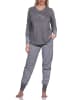 NORMANN Schlafanzug langarm Bündchen Hose PepitaLook Top - 78465 in grau