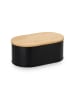 relaxdays Brotkasten in Schwarz/ Natur - (B)33,5 x (H)12 x (T)18 cm