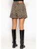 SASSYCLASSY Weite High Waist Jeans Shorts mit Leo-Print in Beige