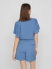 Vila Lockeres Shirt mit Volant Schultern Kurzarm Top V-Neck in Blau-3