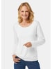 GOLDNER Kombistarkes Langarmshirt mit tonaler Zierkante in weiß