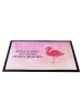 Mr. & Mrs. Panda Fußmatte außen Flamingo Classic mit Spruch in Aquarell Pink